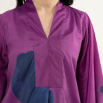 Ladies Printed 2 Piece Purple A-Line Suit - View 1