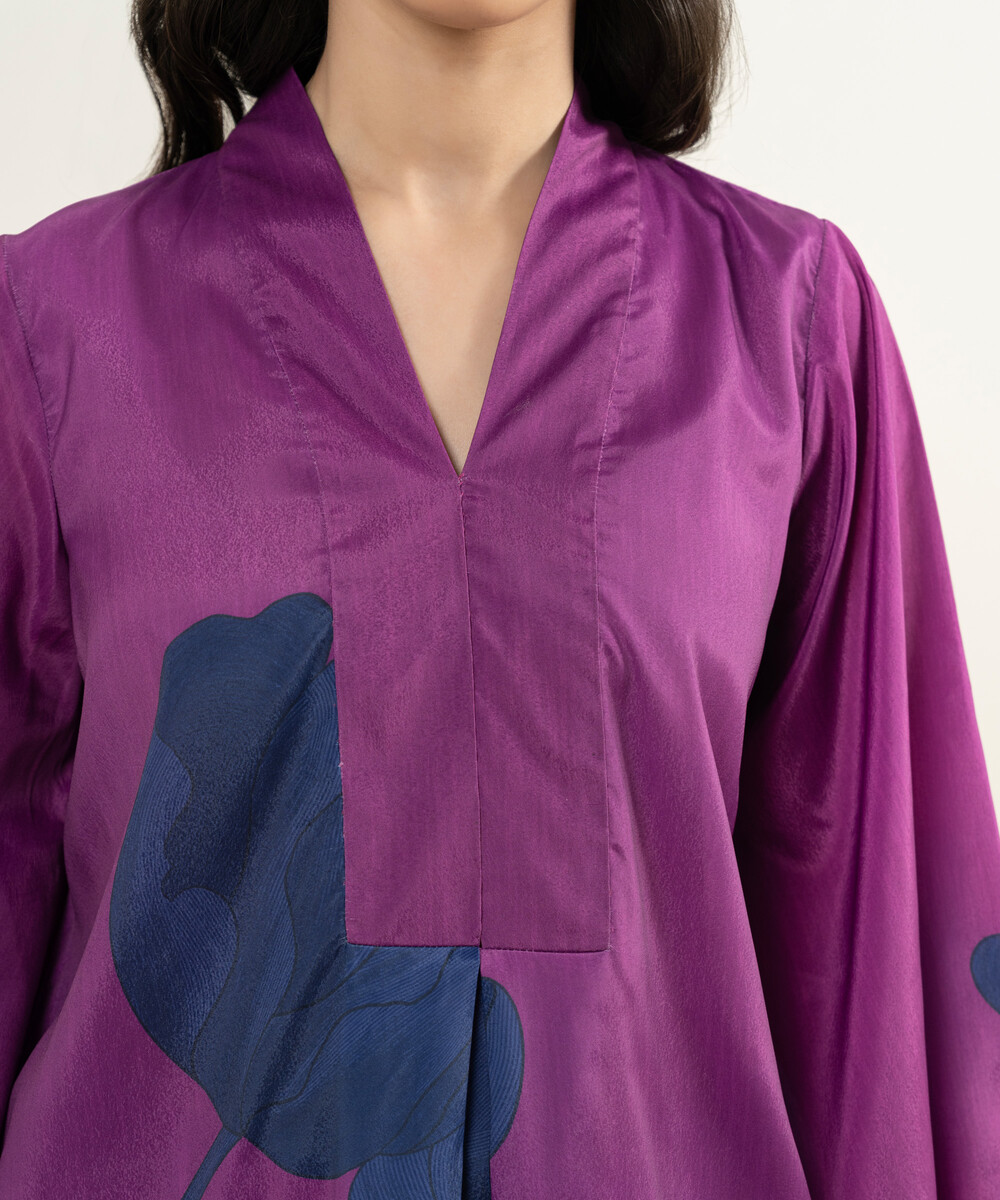 Ladies Printed 2 Piece Purple A-Line Suit - View 1 Ladies Printed 2 Piece Purple A-Line Suit - View 1