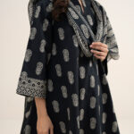 Off White And Black Lawn Unstitched Ensemble - View 1