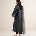Off White And Black Lawn Unstitched Ensemble - View 1