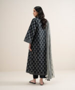 Off White And Black Lawn Unstitched Ensemble - View 1