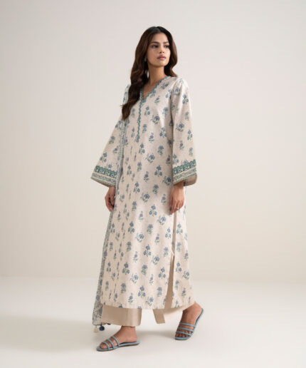 Light Beige Lawn Unstitched Ensemble - View 2