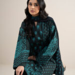 Black And Teal Lawn Unstitched Ensemble - View 1
