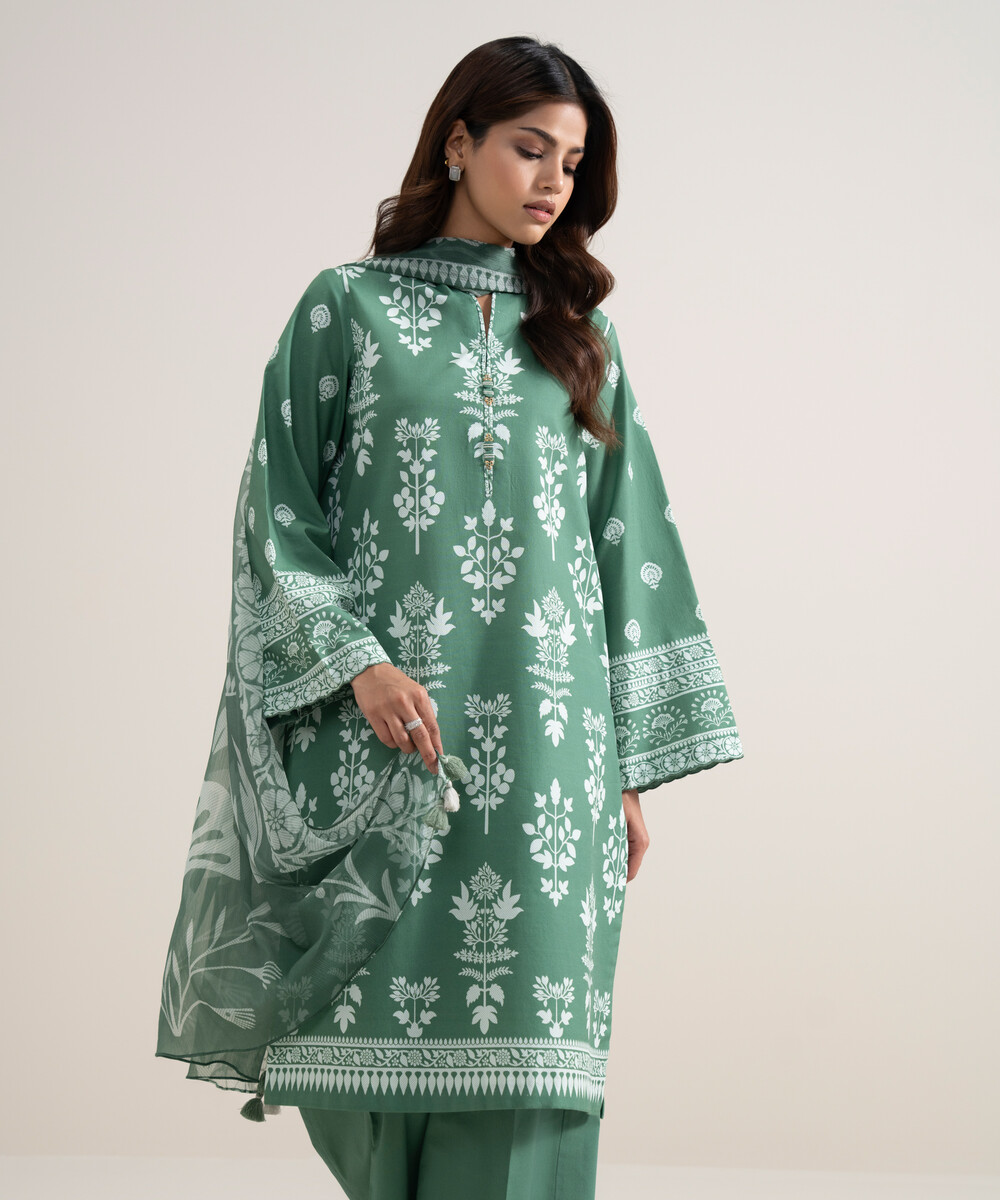 Green Lawn Unstitched Ensemble - View 1 Green Lawn Unstitched Ensemble - View 1