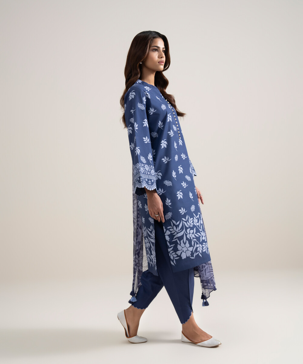 Blue Lawn Unstitched Ensemble - View 1 Blue Lawn Unstitched Ensemble - View 1