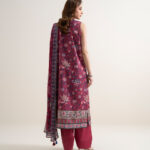 Maroon Lawn Unstitched Ensemble - View 1