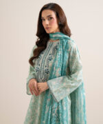 Off White And Tea Pink Lawn Unstitched Ensemble - View 2