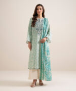 Off White And Tea Pink Lawn Unstitched Ensemble - View 3