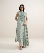 Beige Lawn Unstitched Ensemble - View 3
