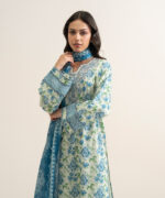 Off White And Blue Lawn Unstitched Ensemble - View 4