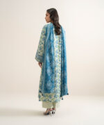 Off White And Blue Lawn Unstitched Ensemble - View 1
