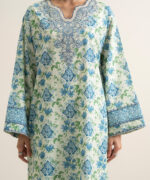 Off White And Blue Lawn Unstitched Ensemble - View 5