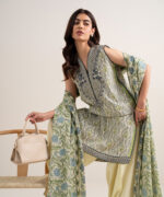 Off White Lawn Unstitched Ensemble - View 2