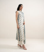 Off White And Blue Lawn Unstitched Ensemble - View 5