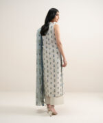Off White And Blue Lawn Unstitched Ensemble - View 2