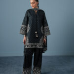 Black And Off White Lawn Unstitched Ensemble - View 1