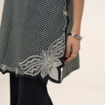 Black And Off White Lawn Unstitched Ensemble - View 1