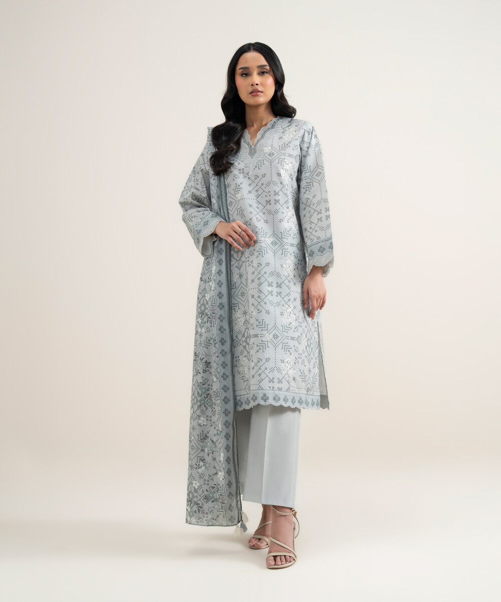 Grey Lawn Unstitched Ensemble - View 1 Grey Lawn Unstitched Ensemble - View 1