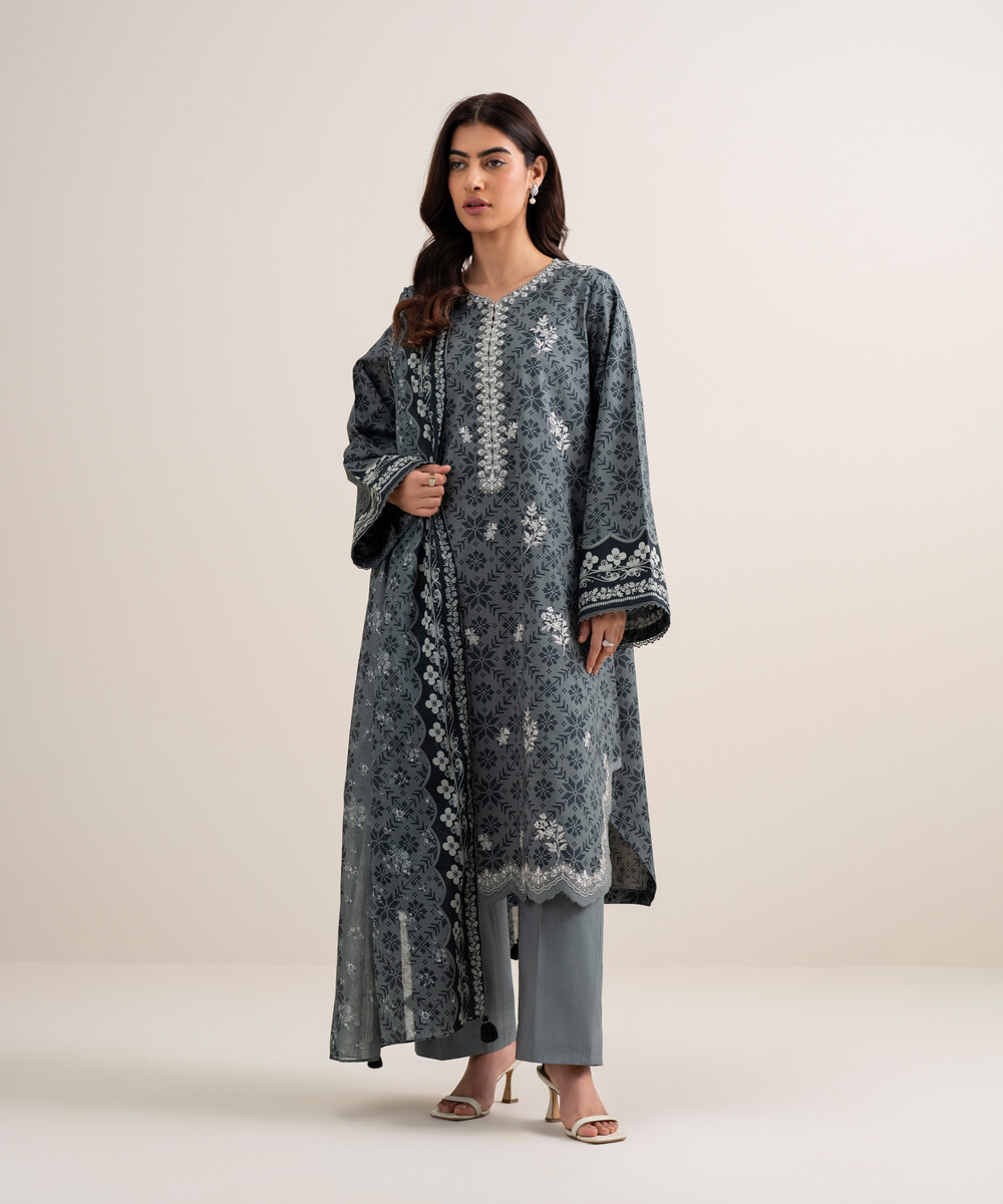 Grey Lawn Unstitched Ensemble - View 1 Grey Lawn Unstitched Ensemble - View 1