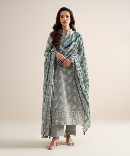 Light Grey Lawn Unstitched Ensemble - View 2