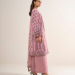 Pink Extra Weft Jacquard Unstitched Ensemble - View 1