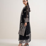 Black Khaddi Net Unstitched Ensemble - View 1