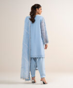 Blue Khaddi Net Unstitched Ensemble - View 5