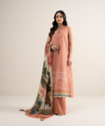 Peach Dobby Unstitched Ensemble - View 5