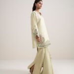Light Yellow Dobby Unstitched Ensemble - View 1