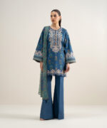Blue Lawn Unstitched Ensemble - View 3