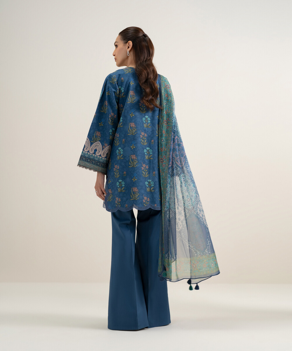 Blue Lawn Unstitched Ensemble - View 1 Blue Lawn Unstitched Ensemble - View 1