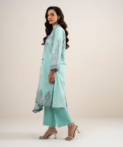 Sea Green Lawn Unstitched Ensemble - View 1