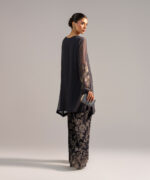 Black Chiffon Straight Suit - View 4