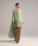 Green Chiffon Straight Suit - View 3