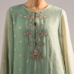 Green Chiffon Straight Suit - View 1