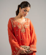 Rust Chiffon Straight Suit - View 3