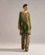 Green Chiffon Straight Suit - View 2