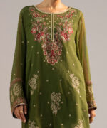 Green Chiffon Straight Suit - View 4