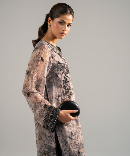 Grey Chiffon A-Line Suit - View 1