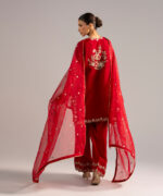 Red Khaddi Net Straight Suit - View 2