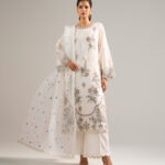 Off White Khaddi Net A-Line Suit - View 1