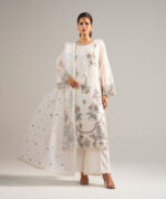 Off White Khaddi Net A-Line Suit - View 1