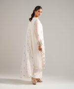 Off White Khaddi Net A-Line Suit - View 3