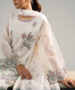 Off White Khaddi Net A-Line Suit - View 5