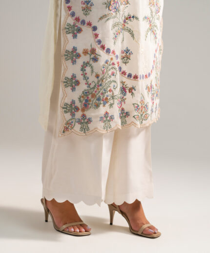 Off White Khaddi Net A-Line Suit - View 2
