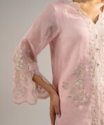 Baby Pink Khaddi Net A-Line Suit - View 2