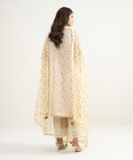 Pale Yellow Blended Organza A-Line Suit - View 2