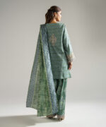 Green Raw Silk Straight Suit - View 3