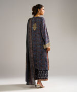 Black Bright Raw Silk A-Line Suit - View 5