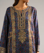 Black Bright Raw Silk A-Line Suit - View 1